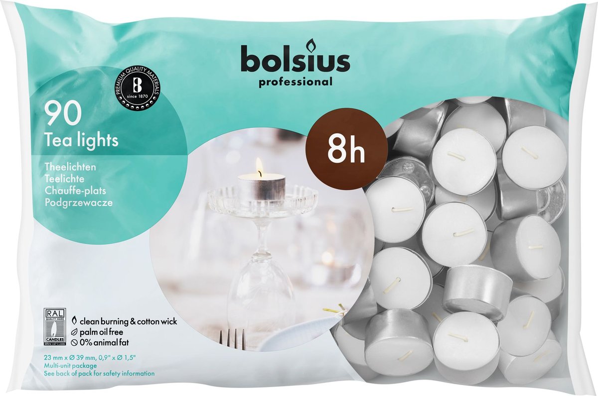 Podgrzewacze bezzapachowe BOLSIUS 39mm 8h 90szt.