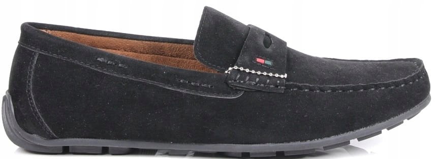 MODNE MOKASYNY ZAMSZOWE MĘSKIE BUTY WSUWANE CZARNE NA KAŻDĄ OKAZJE