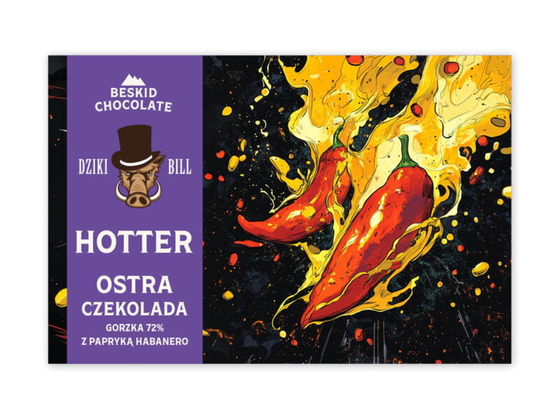 CZEKOLADA GORZKA 72% HOTTER z papryką habanero Dziki Bill