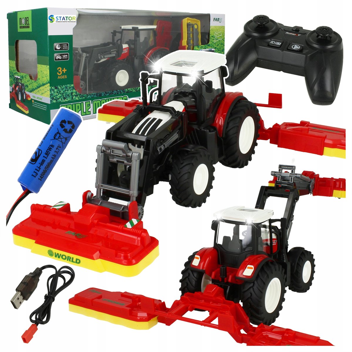 TRAKTOR ZABAWKA ZDALNIE STEROWANY PILOTEM RUCHOME ELEMENTY AKUMULATOR LED V