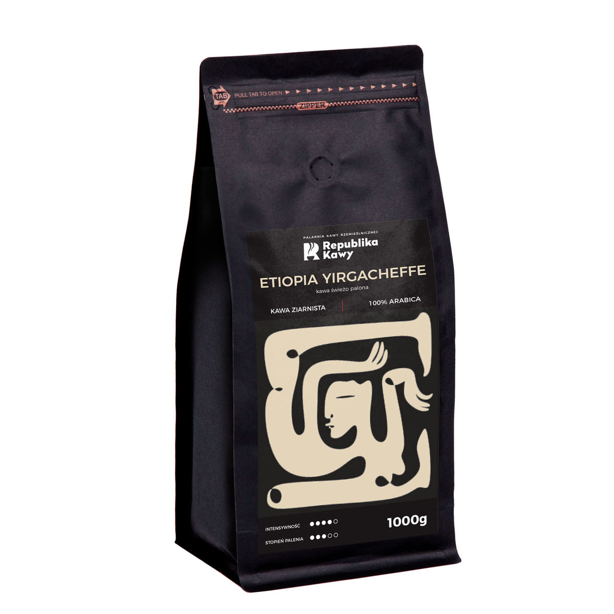 Kawa Ziarnista 1kg ETIOPIA YIRGACHEFFE KAWA Republika KawyŚWIEŻO PALONA KAWA 100% ARABICA