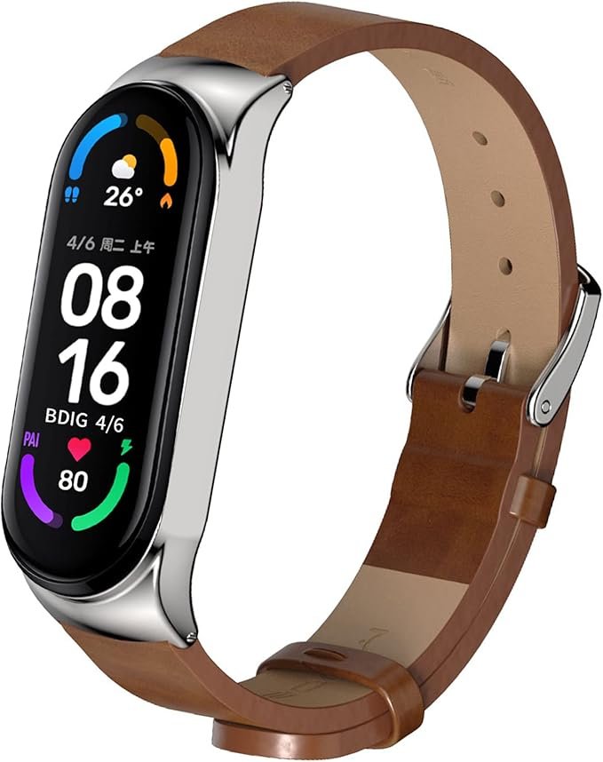 ETUI DO ZEGARKA XIAOMI MI BAND 6/5/4/3 BRĄZOWE IMITACJA SKÓRY ELEGANCKIE