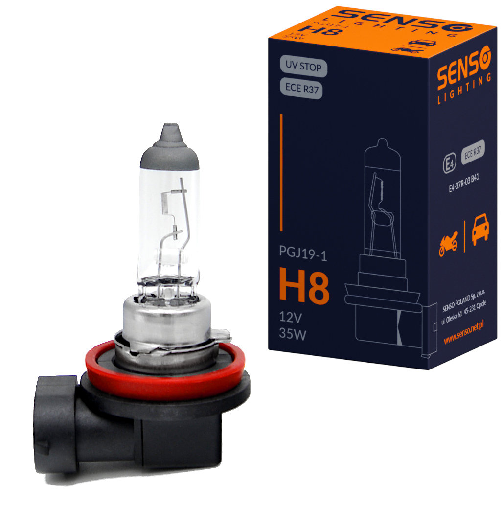 ŻARÓWKA SENSO H8 12V 35W PGJ19-1 HOMOLOGACJA E4