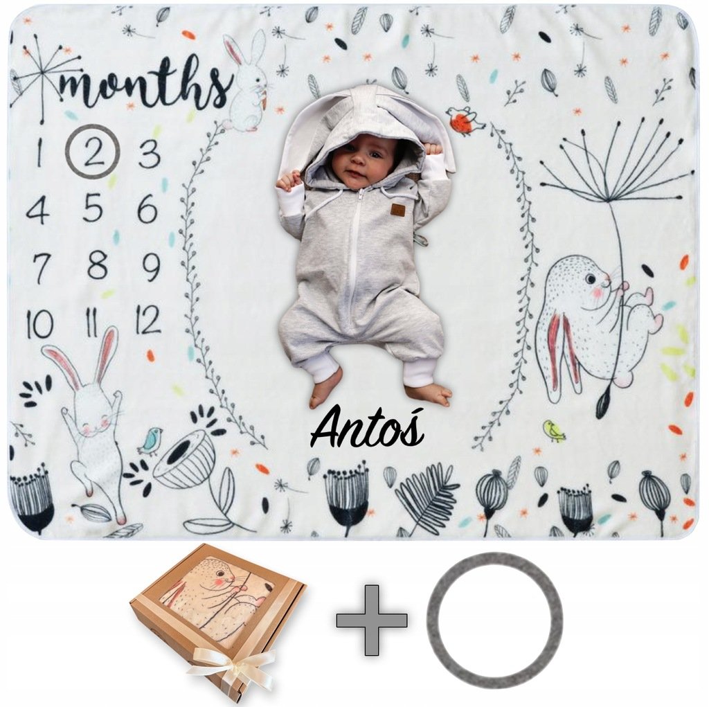 FOTOKOCYK Z IMIENIEM DZIECKA FOTO MATA Z KRÓLICZKIEM ZAPAKOWANY NA PREZENT