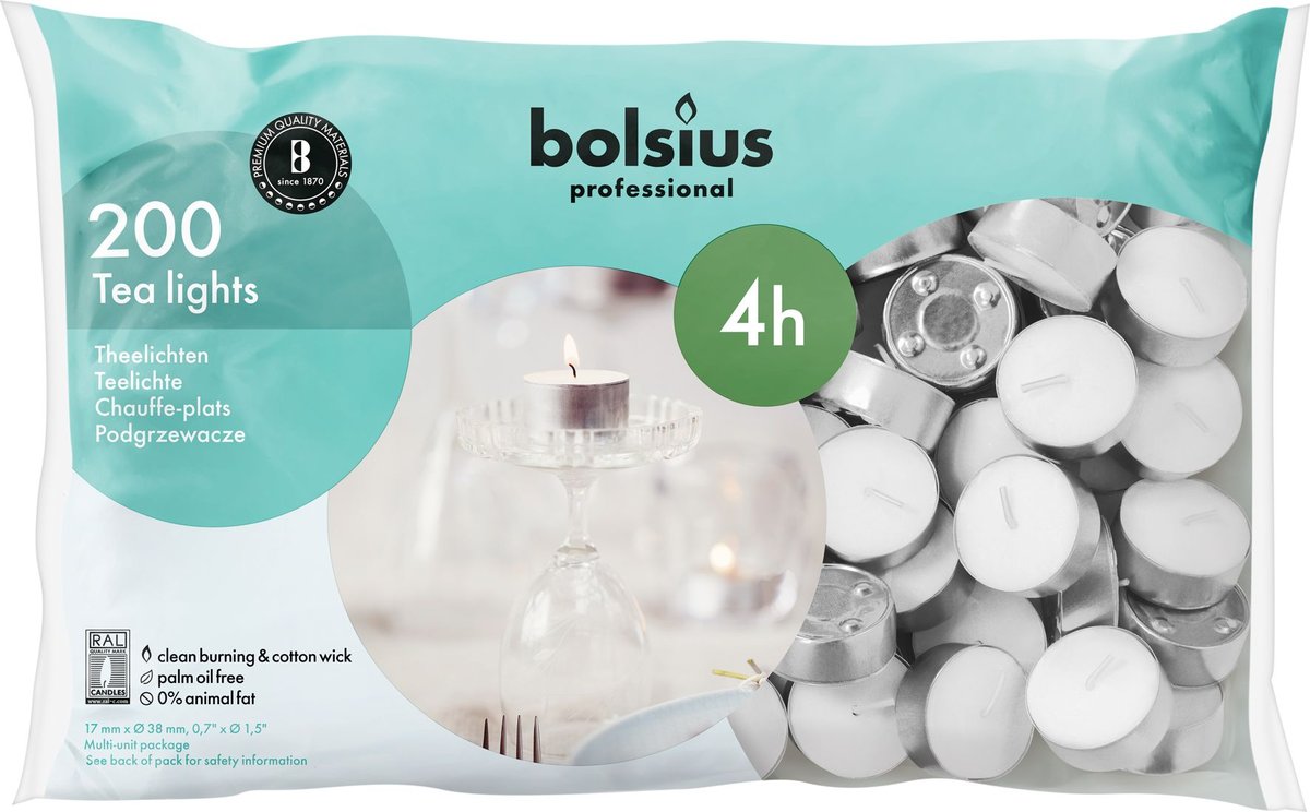 Podgrzewacze bezzapachowe BOLSIUS 38mm 4h 200szt.