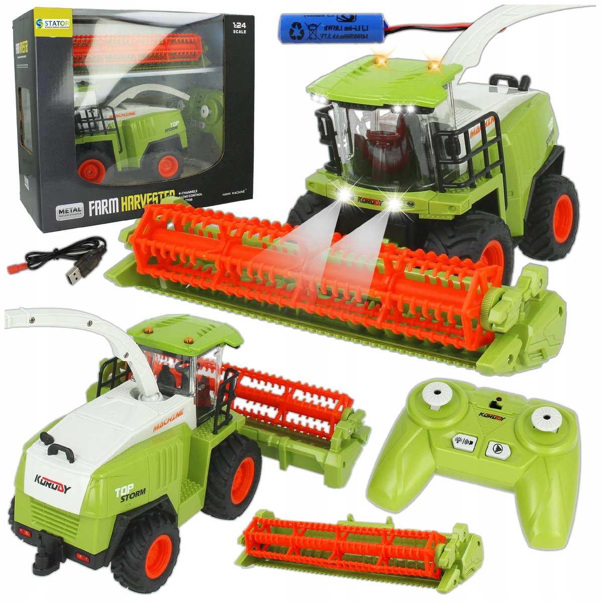 KOMBAJN TRAKTOR ZDALNIE STEROWANY RUCHOME ELEMENTY ŚWIATŁA PILOT R/C