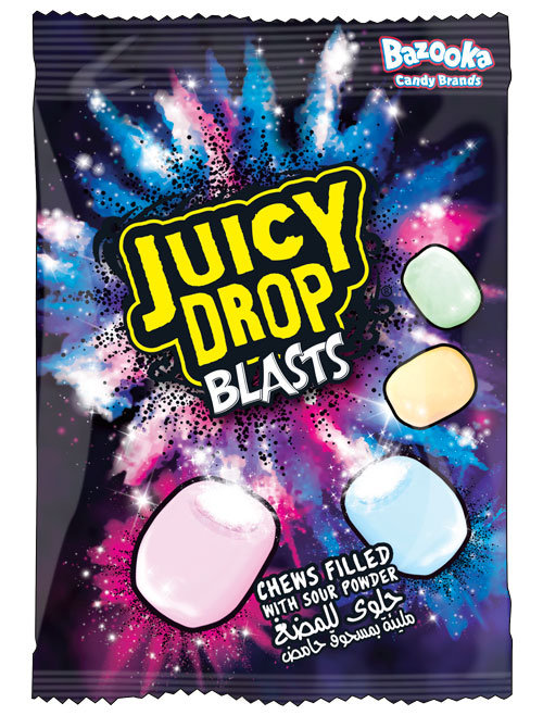 JUICY DROP BLASTS KWAŚNE CUKIERKI W STYLU AMERYKAŃSKIM BAZOOKA CANDY 45G