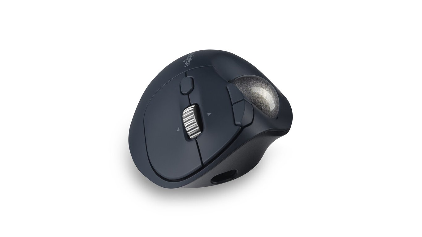 Kensington ProFit Ergo TB550 Trackball Wireless Mouse, RF Wireless + Bluetooth, 1600 DPI, Black/Grey