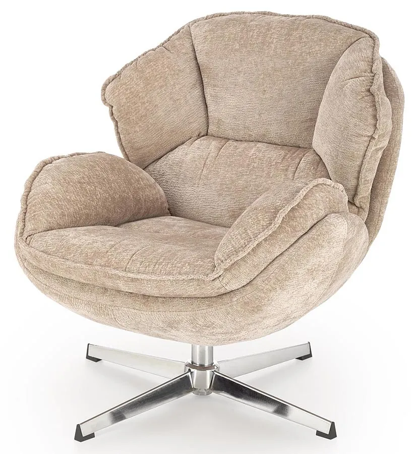 Elior Beżowy fotel wypoczynkowy z funkcją obracania - Laosa