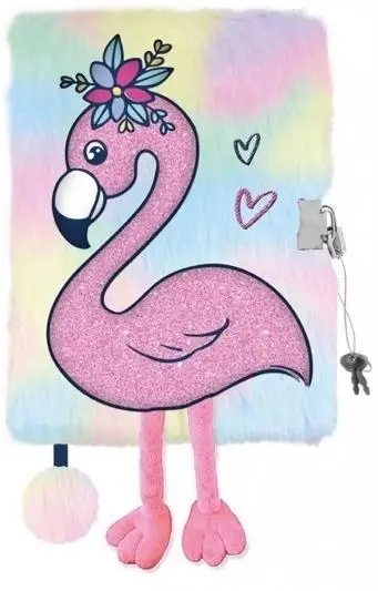 Pamiętnik z kłódką A5/96K 3D włochacz Flamingo - ST-MAJEWSKI
