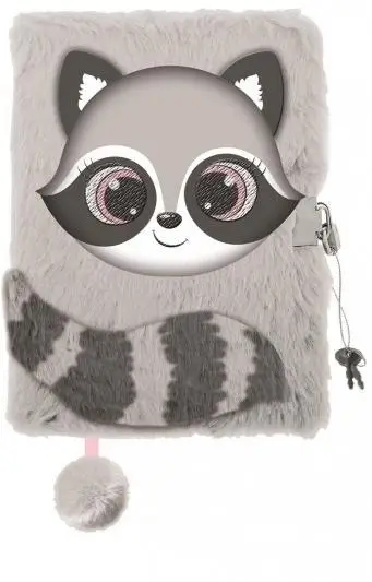Pamiętnik z kłódką A5/96K 3D włochacz Raccoon - ST-MAJEWSKI