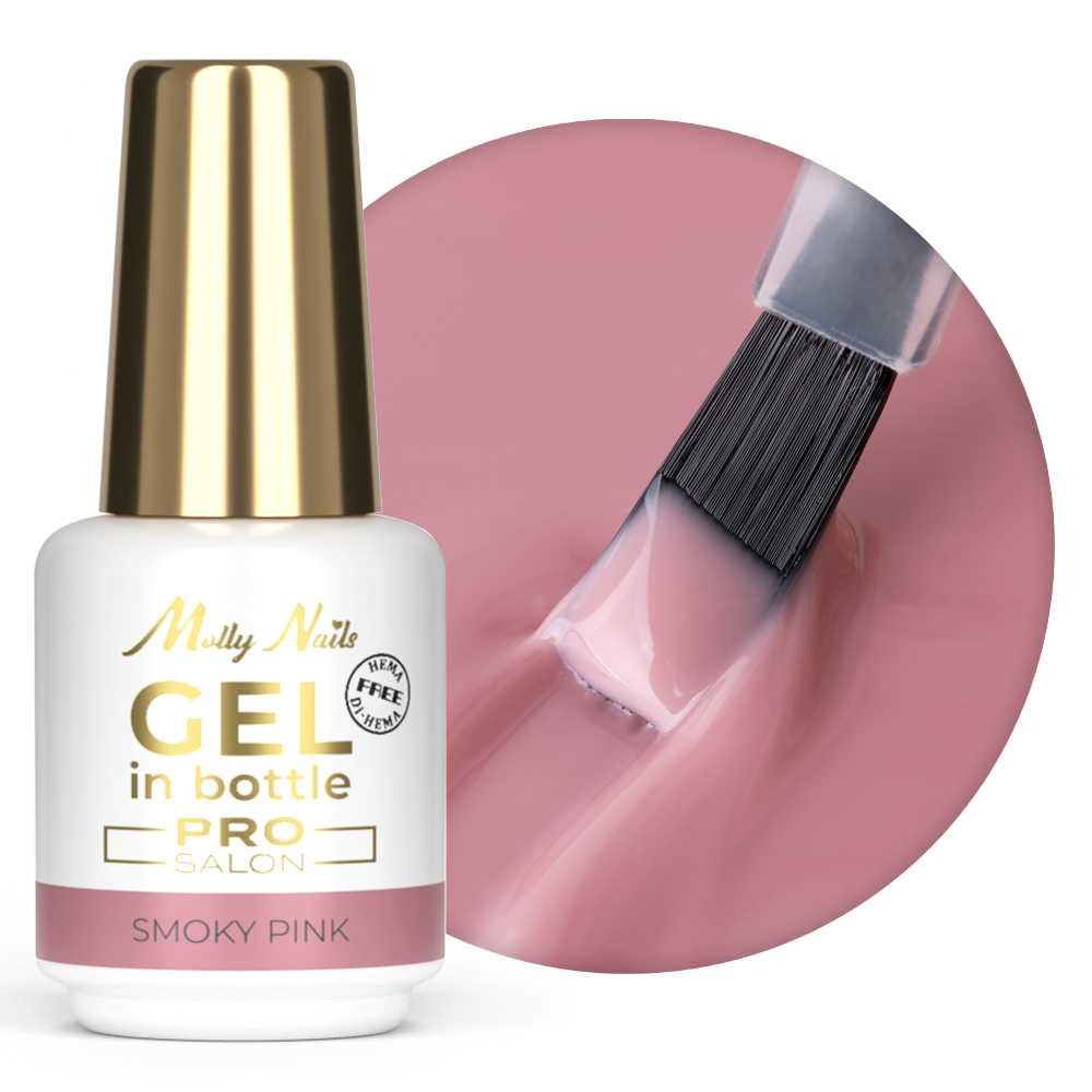 Żel do paznokci w butelce z pędzelkiem Gel in Bottle Molly Nails Pro Salon Smoky Pink HEMA/Di-HEMA Free 15g