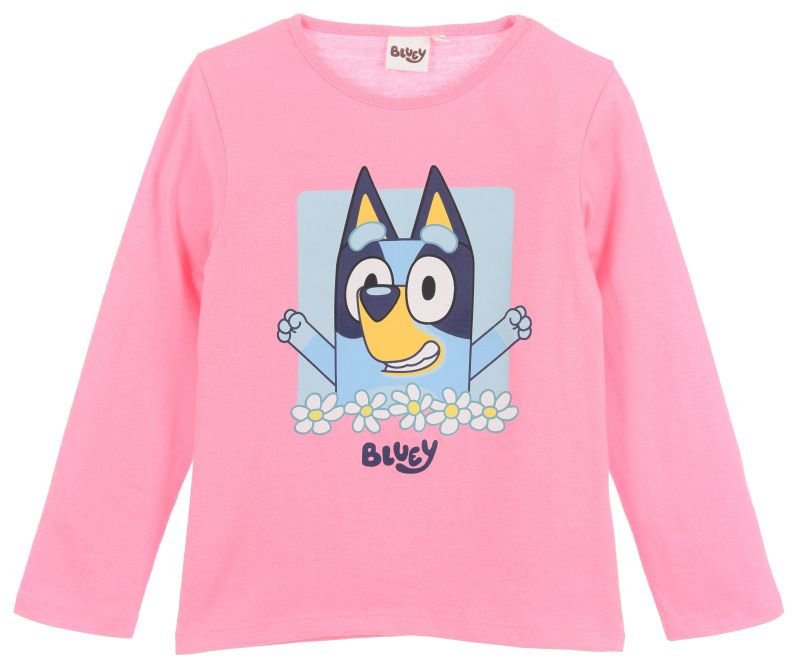 Bluzka dla dziewczynek, długi rękaw, Bluey, Ludo Studio, bawełna, poliester, kolor różowy, rozmiar 116 cm