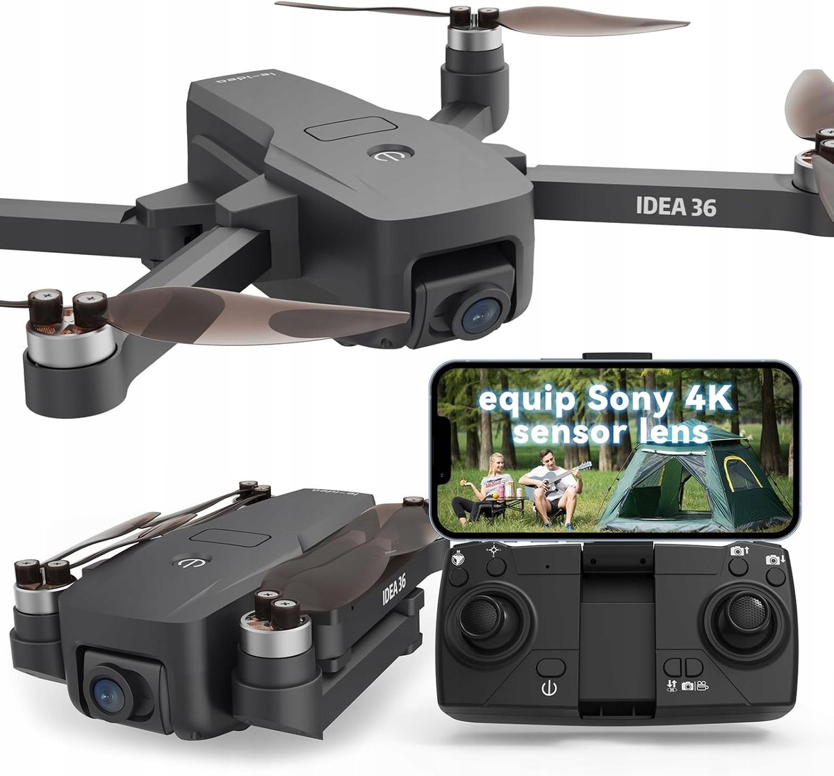 Dron IDEA36 4K Sony IMX GPS, 5G Wi-Fi, Silniki Bezszczotkowe, 120° FPV