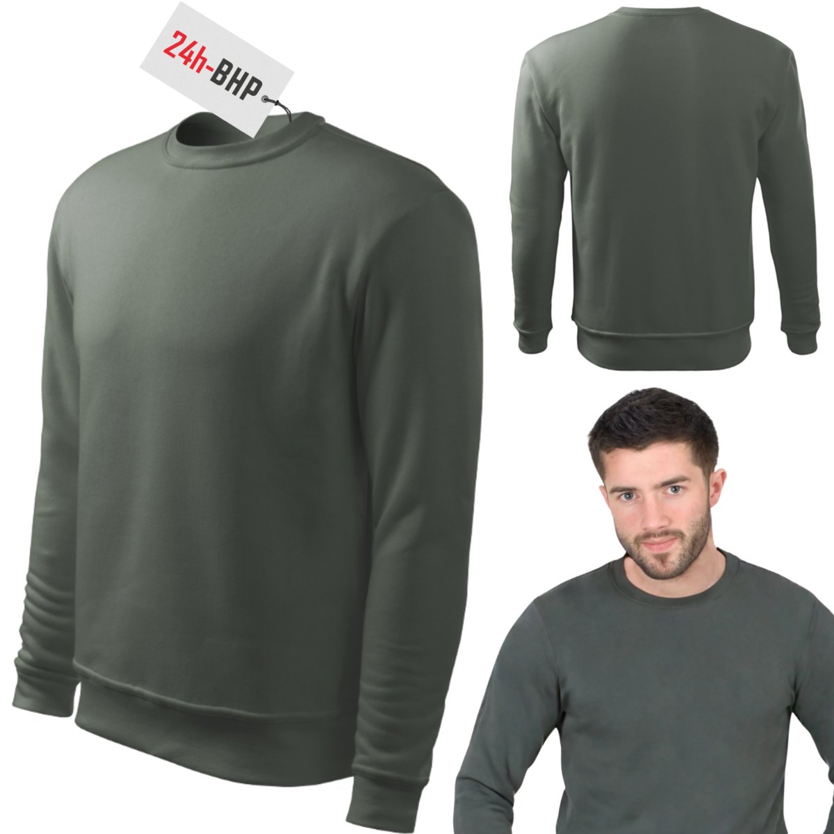 Bluza robocza dresowa ciemny khaki 24h-ESSENTIA r. M
