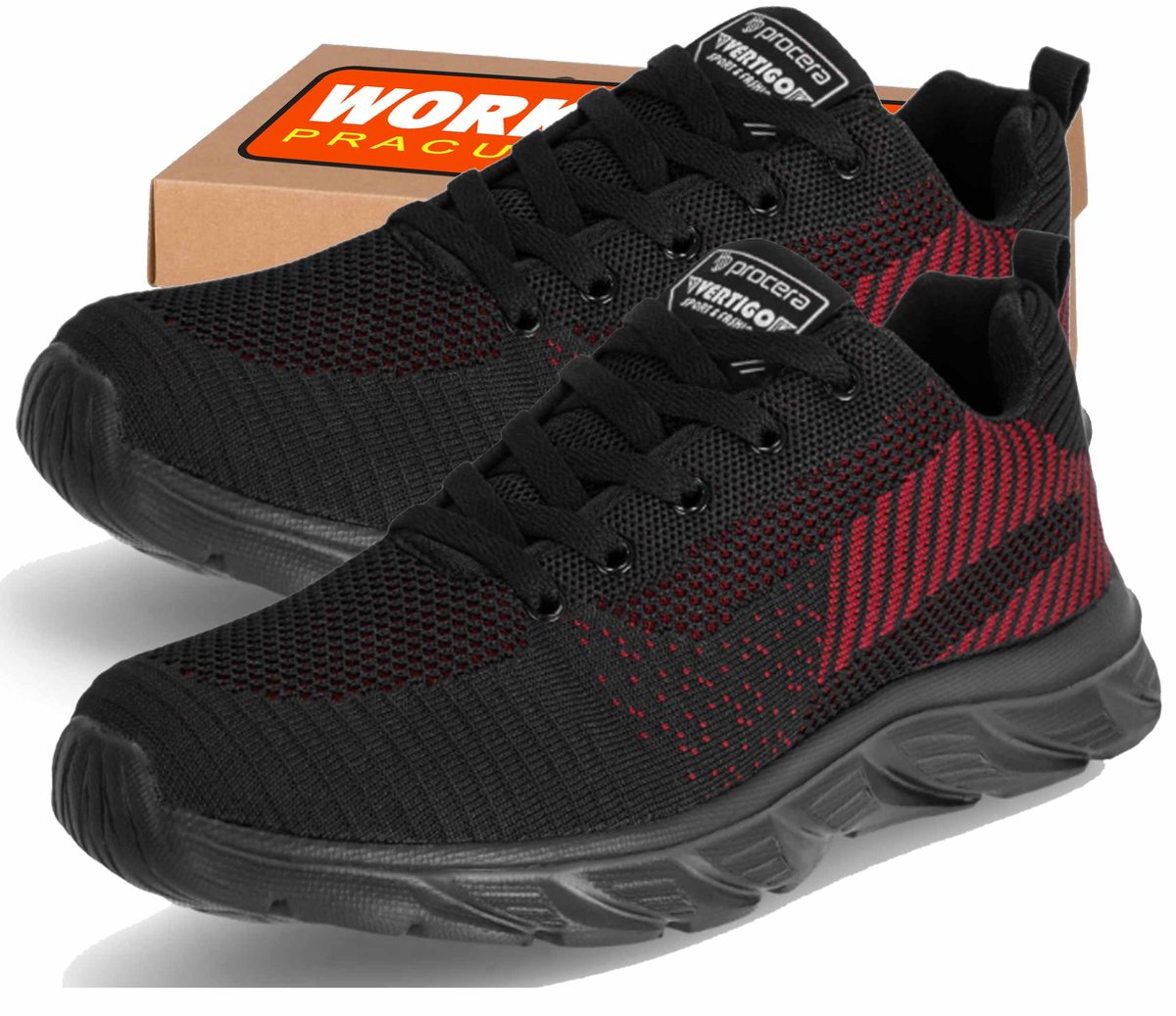 Buty sportowe do pracy i codzienne rekraacyjne lekkie VERTIGO BLACK/RED 42 PROCERA