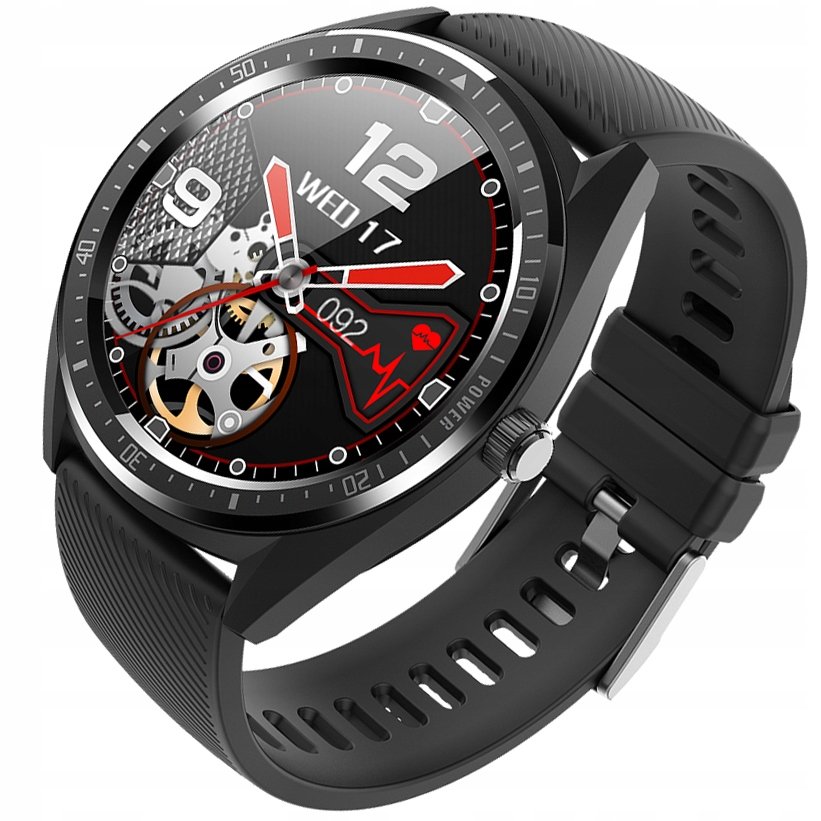 Smartwatch męski JG Smart S59 czarny okrągły wykrywanie tętna ciśnieniomierz