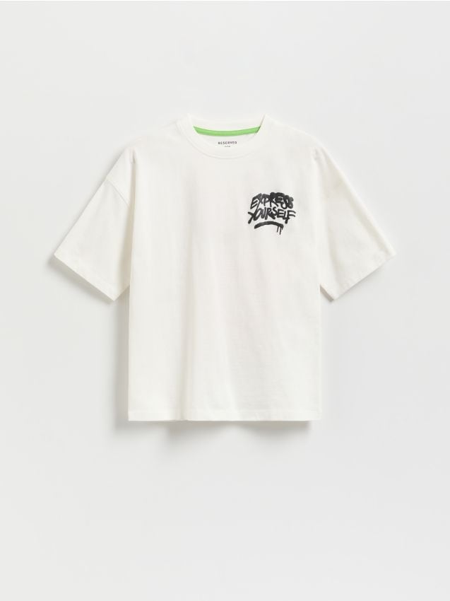 Reserved - T-shirt z nadrukiem - biały