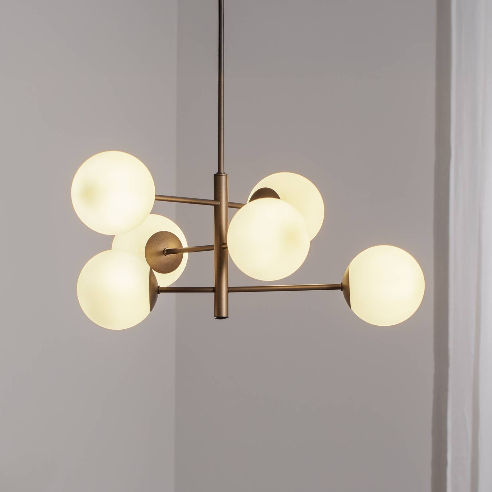 Lampa wisząca szklana Aurora Domiluce, możliwość ściemniania, brązowy / rdzawy, salon / jadalnia, szkło