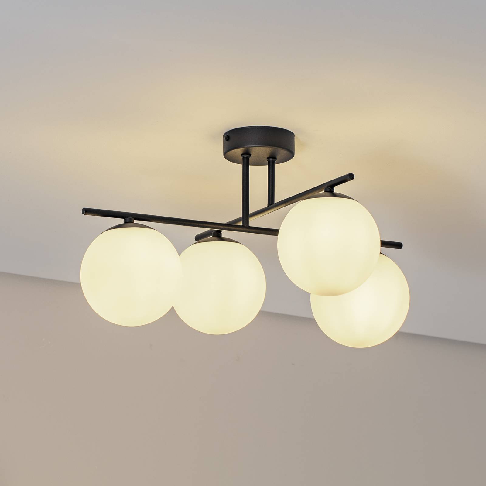Lampa sufitowa Aurora Domiluce, możliwość ściemniania, czarny, salon / jadalnia, szkło