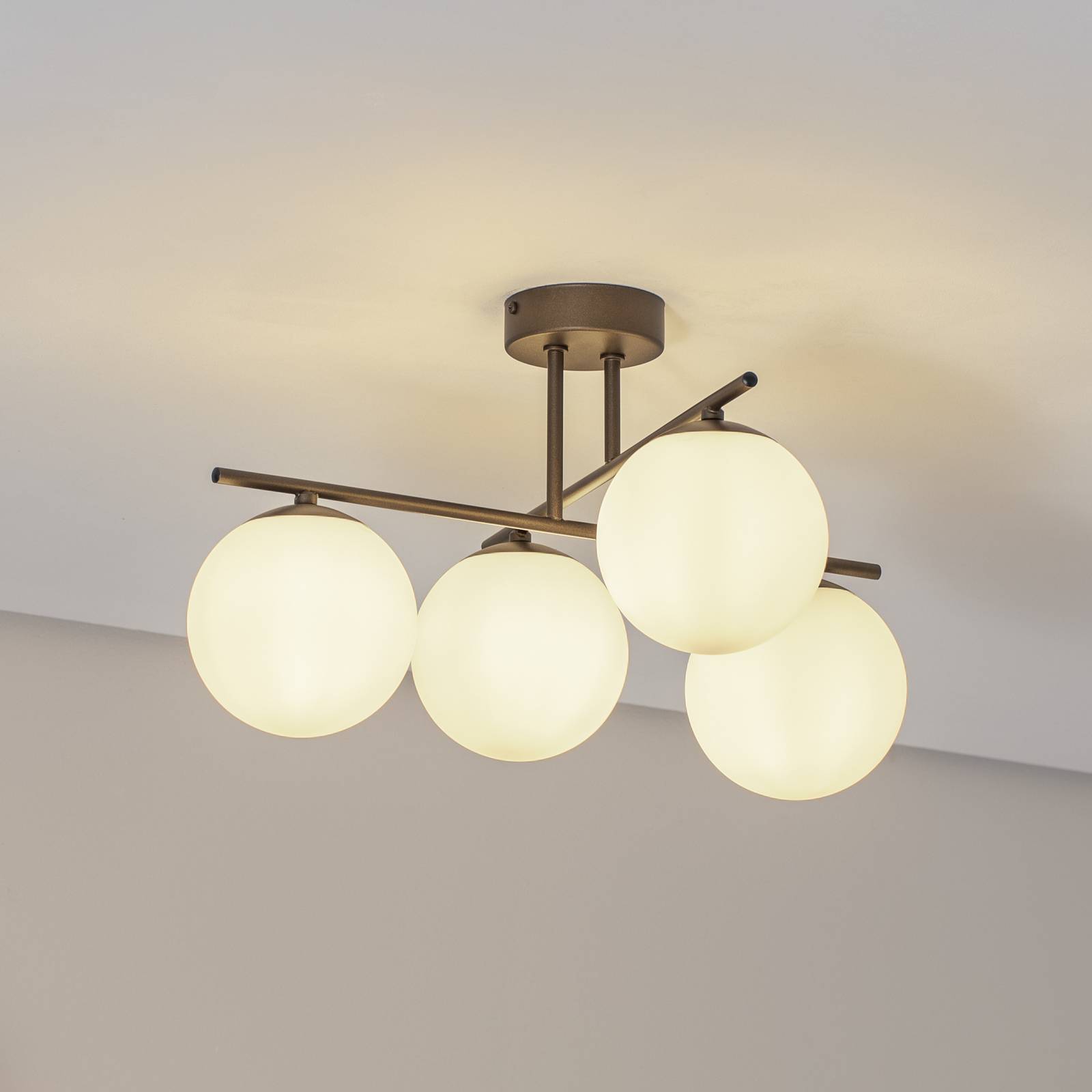 Lampa sufitowa Aurora Domiluce, możliwość ściemniania, brązowy / rdzawy, salon / jadalnia, szkło
