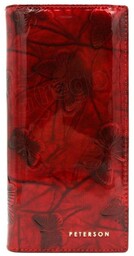 Portfel Damski Skórzany Peterson Lakierowany Długi Z Suwakiem Na Zewnątrz PTN-421431-BF CZERWONY 19,5 x 10 x 3,5 [cm]