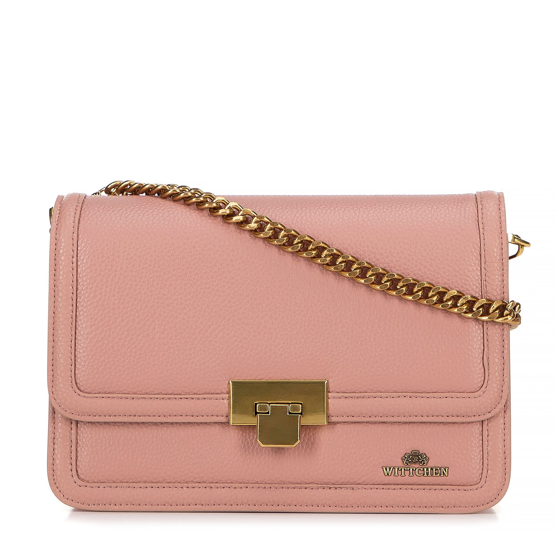 Skórzana torebka crossbody z łańcuszkiem różowa