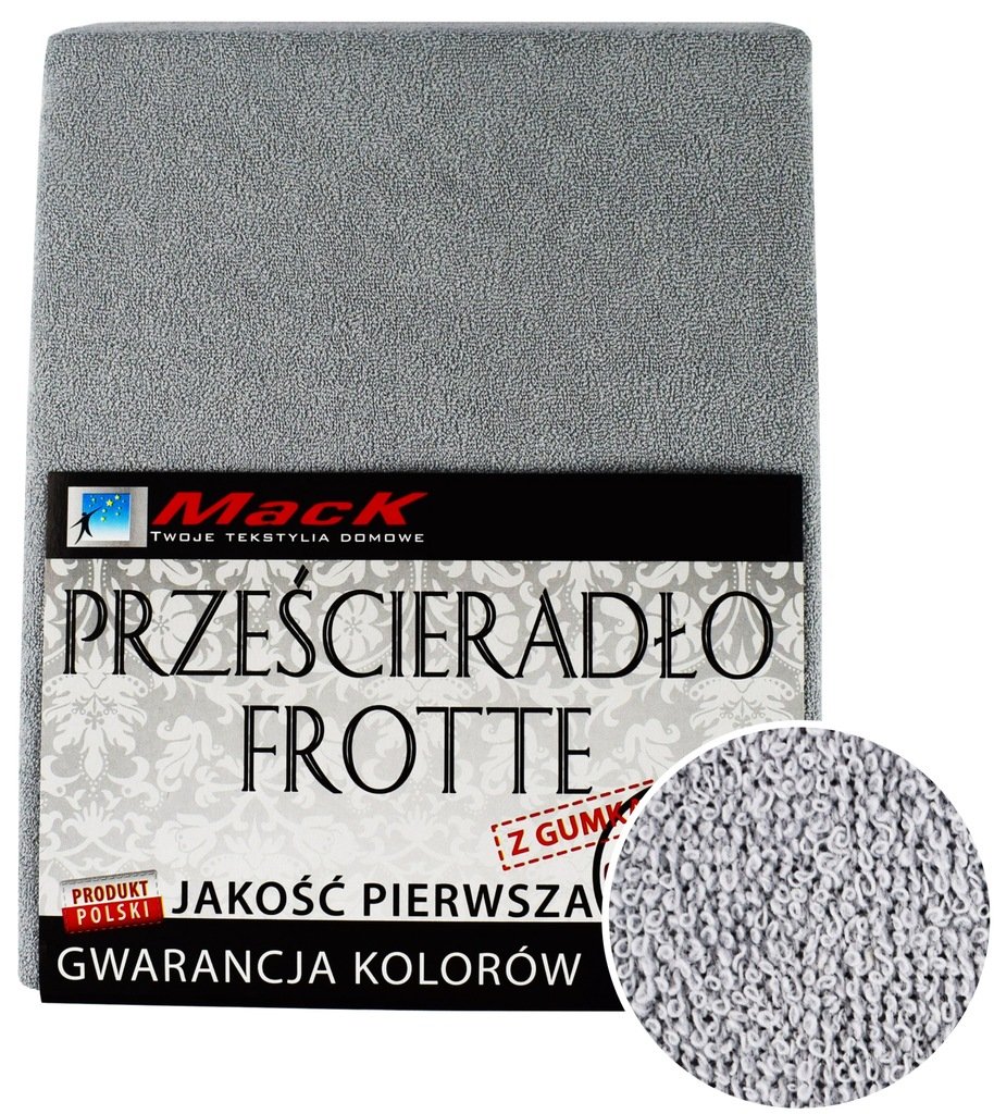 PRZEŚCIERADŁO FROTTE Z GUMKĄ 220X200 jasny szary