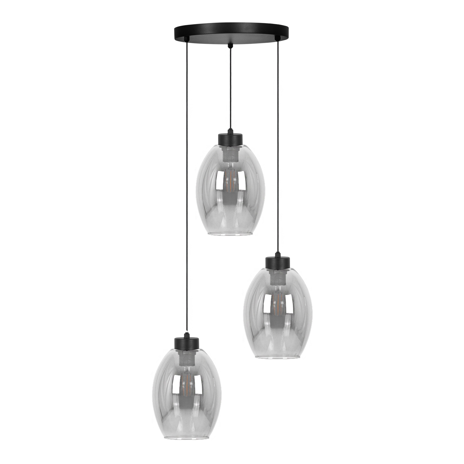Czarna lampa wisząca z dymionymi kloszami K-5722 z serii BALBO