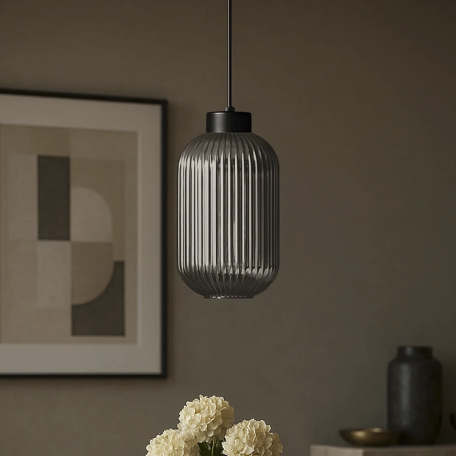 Lampa wisząca, pojedynczy zwis z kloszem K-5750 z serii SILVA