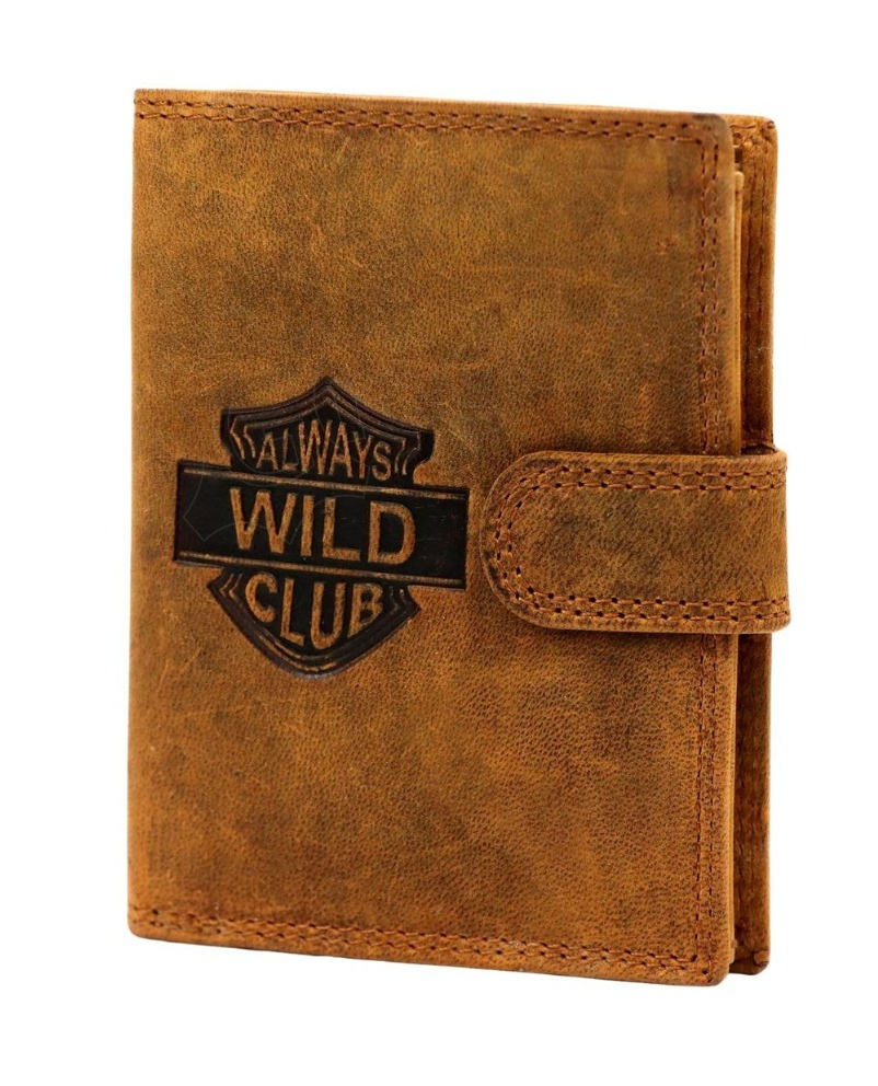 Portfel Męski Skórzany ALWAYS WILD Skóra Licowa Duży Pionowy Z Zapięciem RFID AW-N4L-GHD/5404 BRĄZOWY 13 x 10 x 2 [cm]
