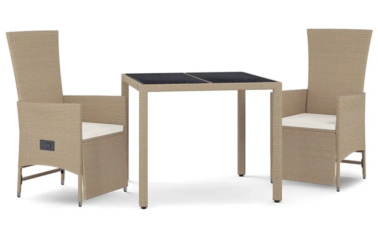 Rozkładany beżowy zestaw mebli ogrodowych z poduszkami T6-K08