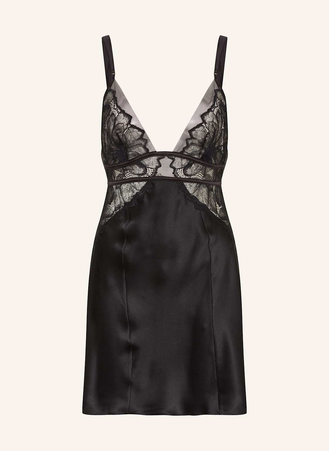 Calvin Klein Negliż Black Floral Lace Z Jedwabiu schwarz