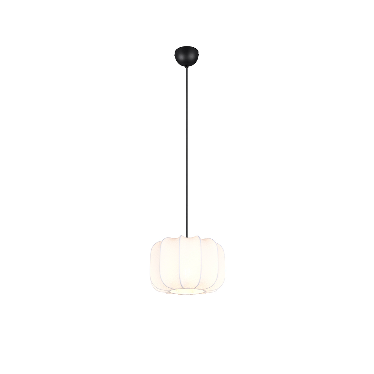 Trio Leuchten Lampa wisząca Japandi czarna z białym kloszem 25 cm - Madleine