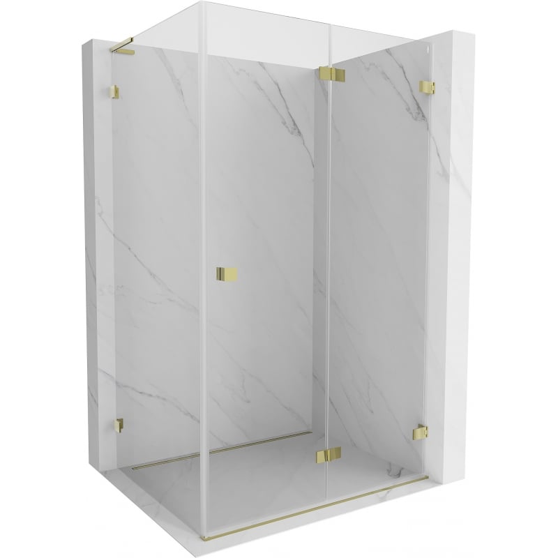 Mexen Lunar-F L kabina prysznicowa składana prawa 90 x 80 cm, transparent, złota - 836L-090-080-50-00-P