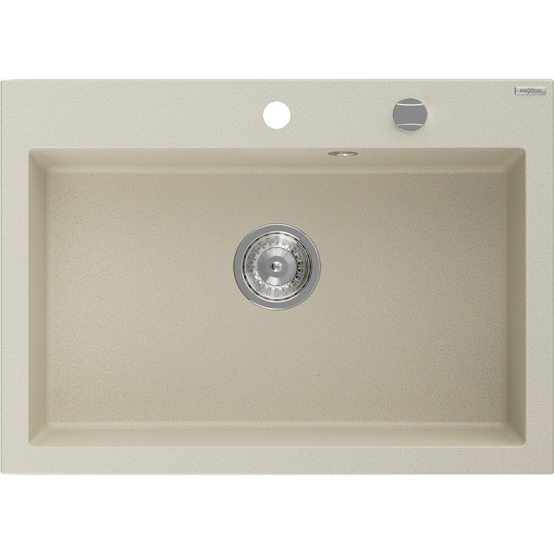 Mexen Elix zlewozmywak granitowy 1-komorowy 700 x 500 mm, beżowy, syfon chrom - 6526701005-69