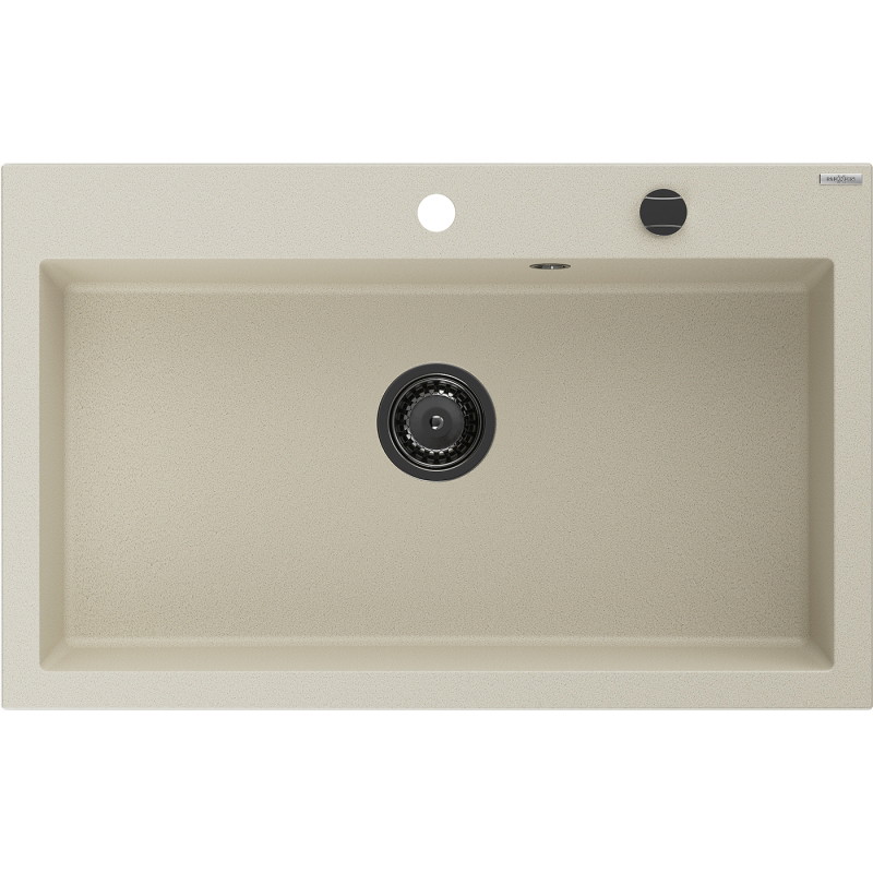 Mexen Elix zlewozmywak granitowy 1-komorowy 800 x 500 mm, beżowy, syfon czarny - 6527801005-69-B