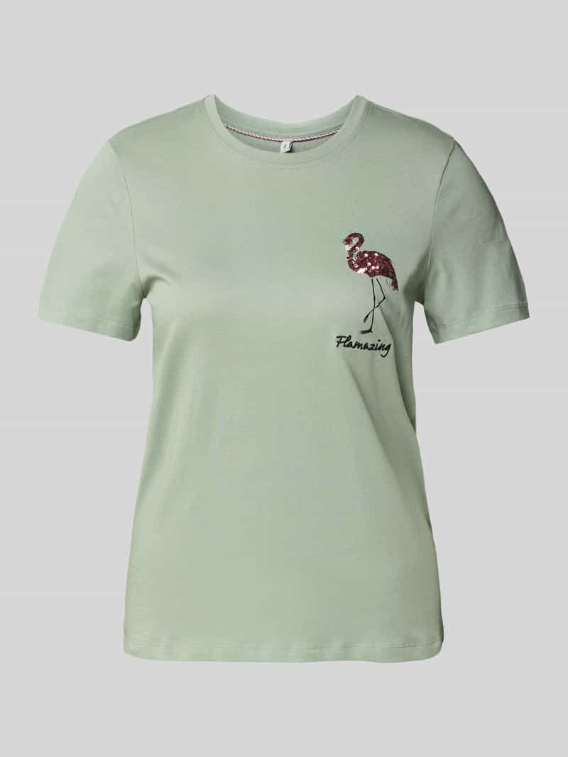 T-shirt o kroju regular fit z cekinowym obszyciem model ‘KITA’