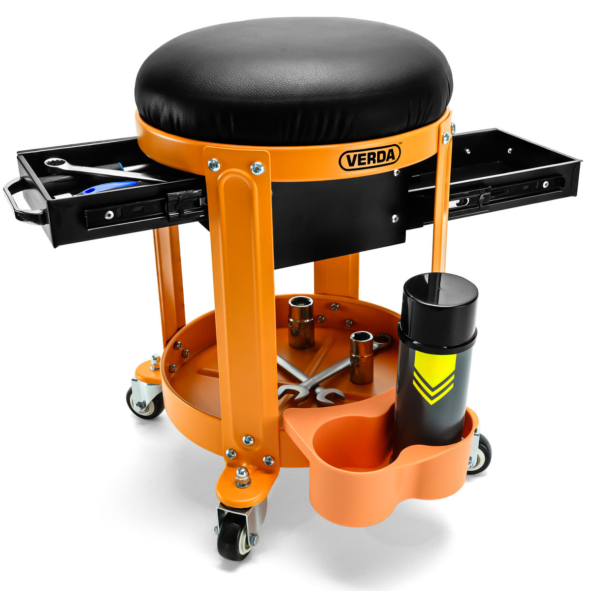 TABORET STOŁEK WARSZTATOWY MOBILNY Z SZUFLADAMI PÓŁKA OBROTOWY METALOWY SN6715