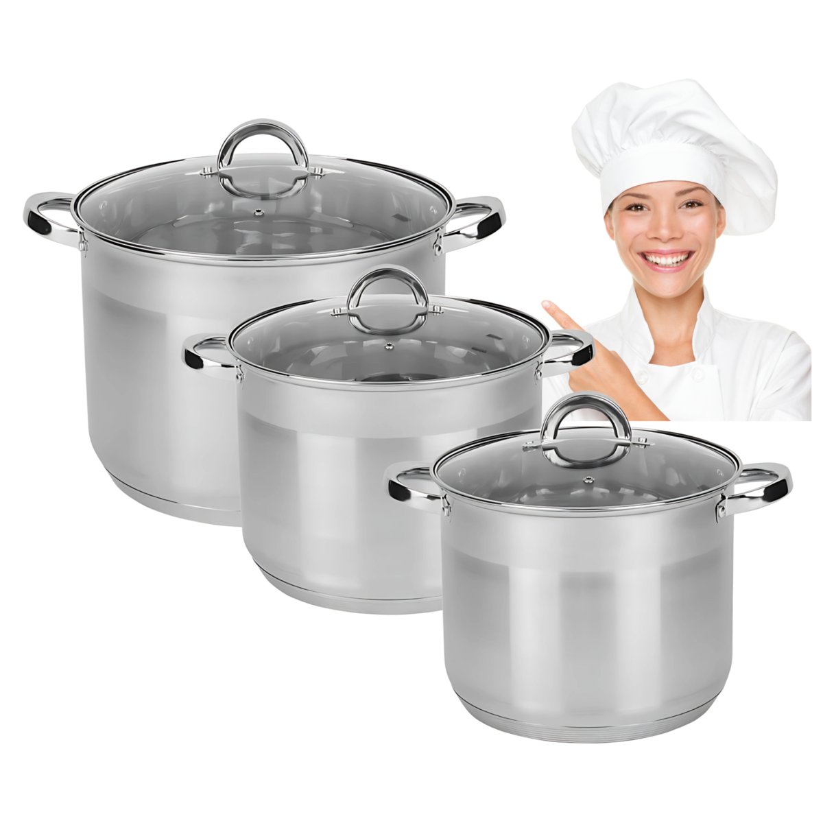 ZESTAW GARNKÓW INDUKCJA 6 ELEMENTÓW KOMPLET NA GAZ GARNKI STALOWE DUŻE