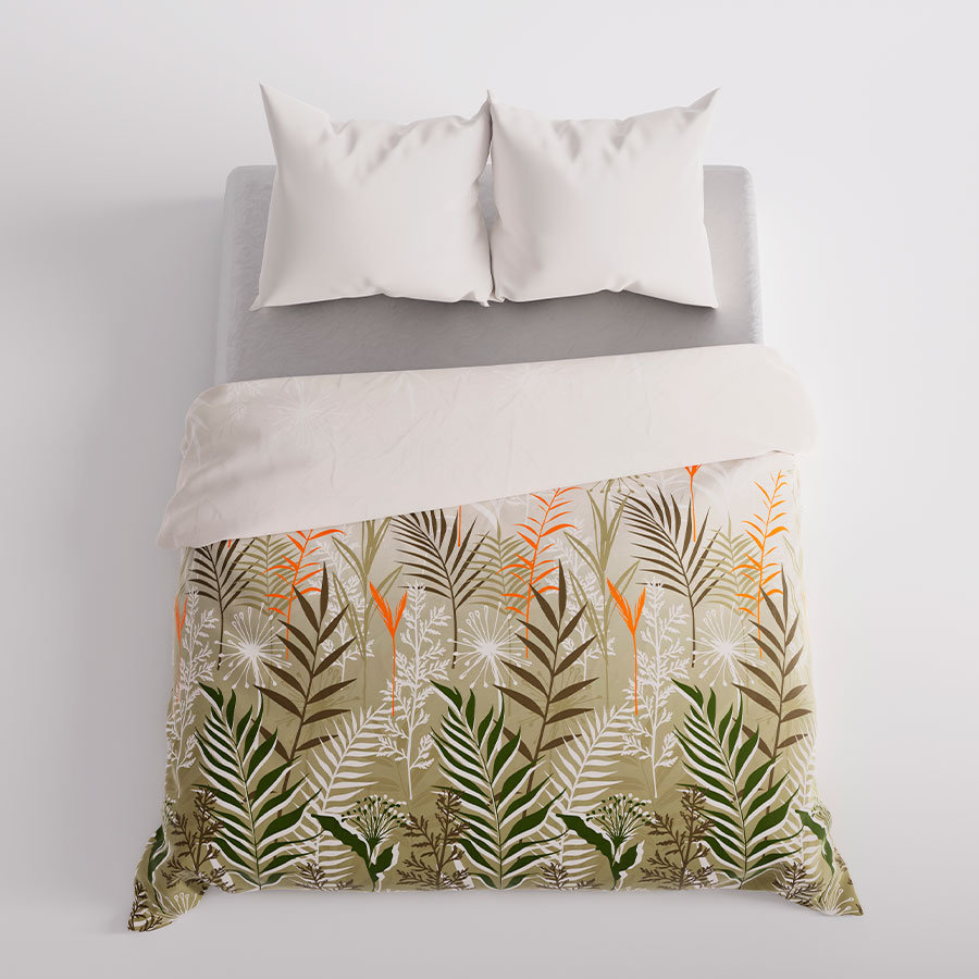 Pościel satynowa 160x200+2x70x80 Felina liście