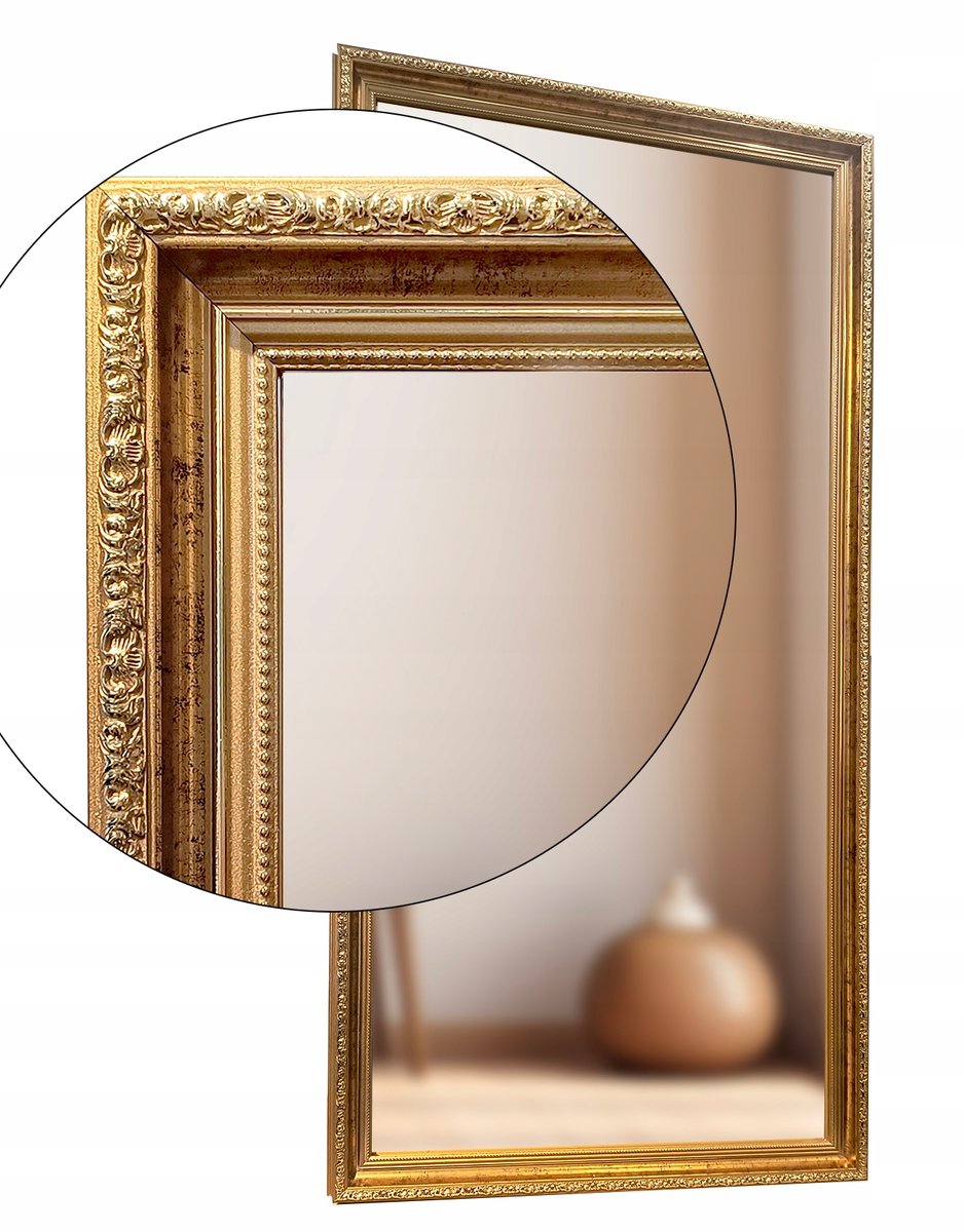 Ekskluzywne lustro w STYLOWEJ ZŁOTEJ pięknej ramie drewnianej 100x40 L2