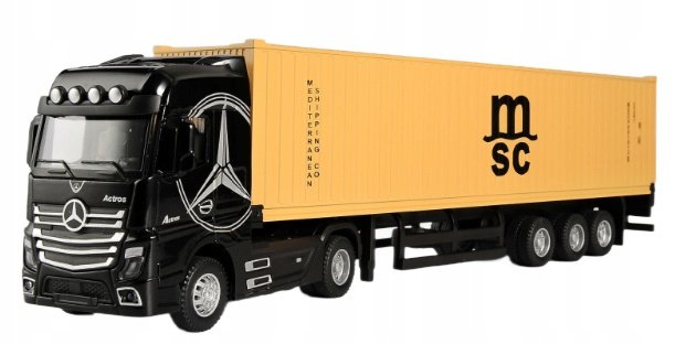 MODEL SAMOCHÓD TIR CIĘŻARÓWKA Z NACZEPĄ MERCEDES SKALA 1:43 PREZENT