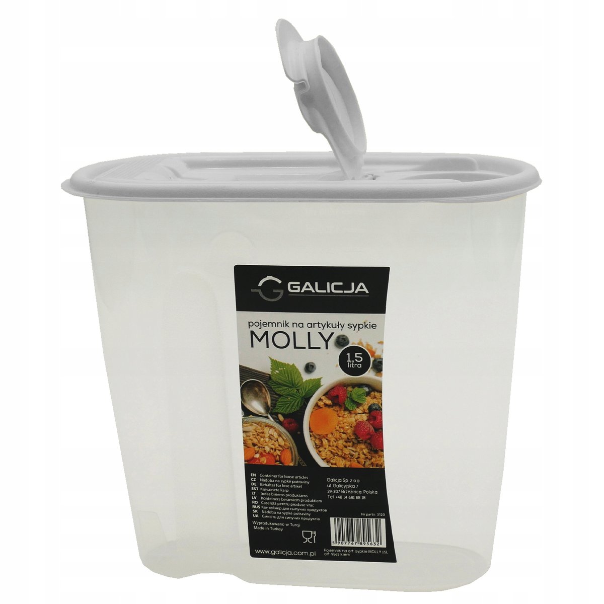 Pojemnik Na Żywność Produkty Sypkie Miarka 1,5L