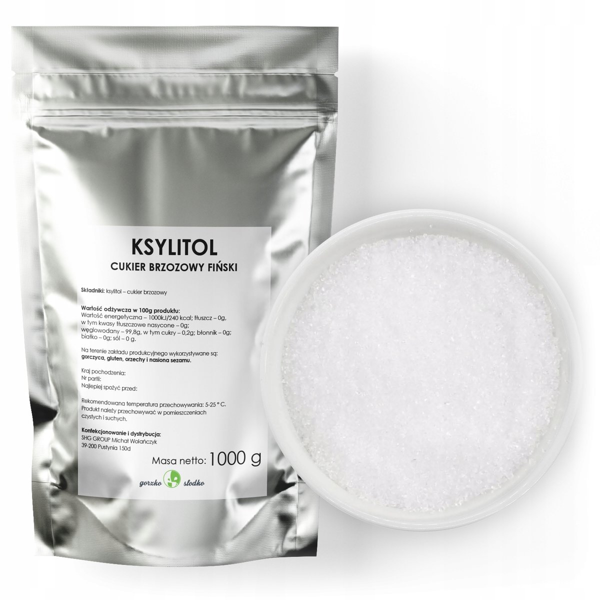 Ksylitol Cukier Brzozowy Fiński Naturalny 1Kg