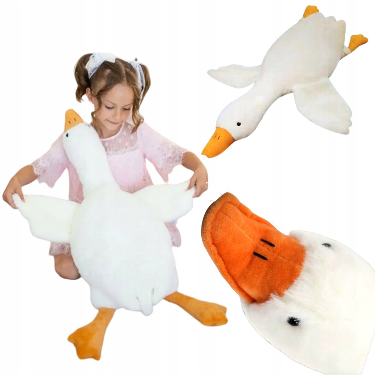 PLUSZOWA GĘŚ PIPA MASKOTKA PODUSZKA ZABAWKA 50 CM