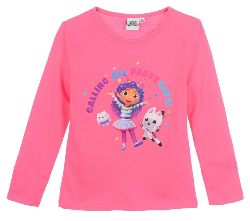 Bluzka dla dziewczynki, różowa, Gabi Koci Domek, bawełna, rozmiar 116 cm