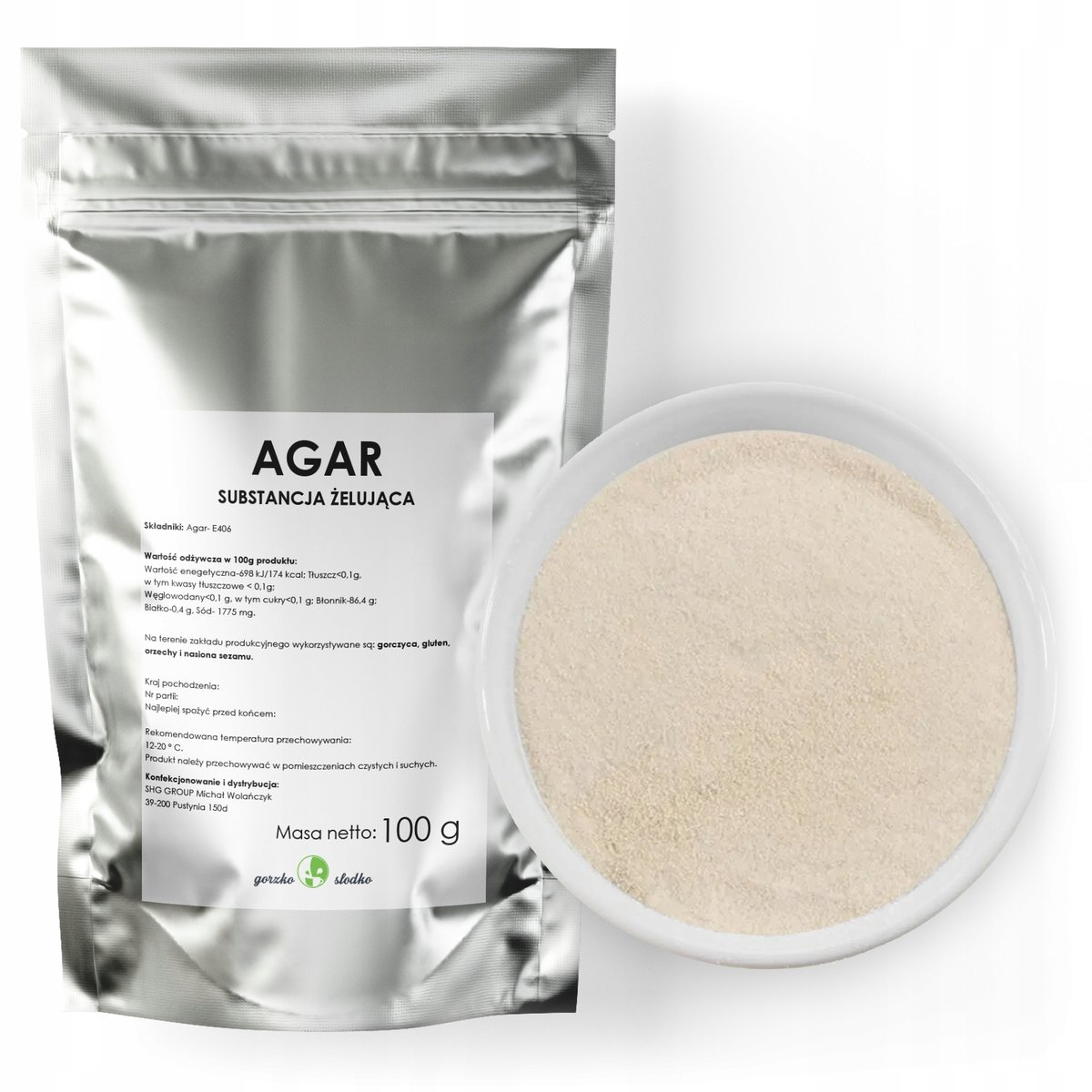 Agar Substancja Żelująca Żelatyna Naturalana 100G