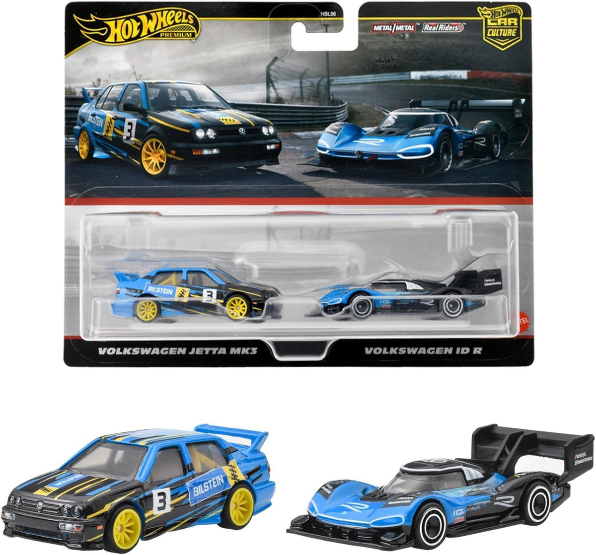 Hot Wheels Premium Zestaw 2 autek Volkswagen Jetta MK3 i Volkswagen ID R HRR83
