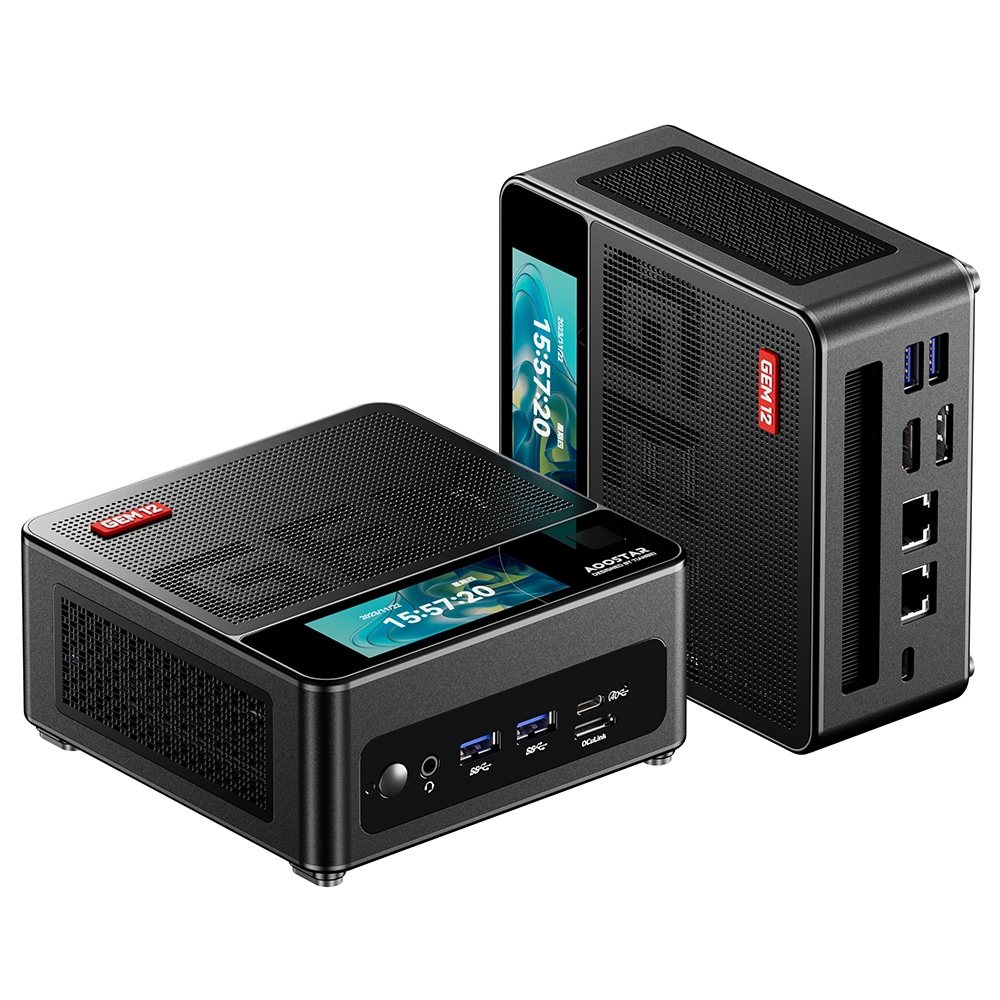 AOOSTAR GEM12 Pro Max Mini PC with Display Fingerprint Unlock AMD Ryzen 7 8845HS 8 Core Max 5 1GHz 32GB DDR5 RAM 1TB SSD HD